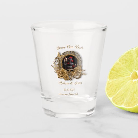 ゴシック・ロマンス・ウェディング・セーブ・ザ・デイト・ショット・グラス： ショットグラス (正面)