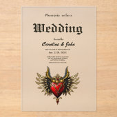 ゴシック・ロマンス、情熱のハート。 アクリル招待状 (正面)