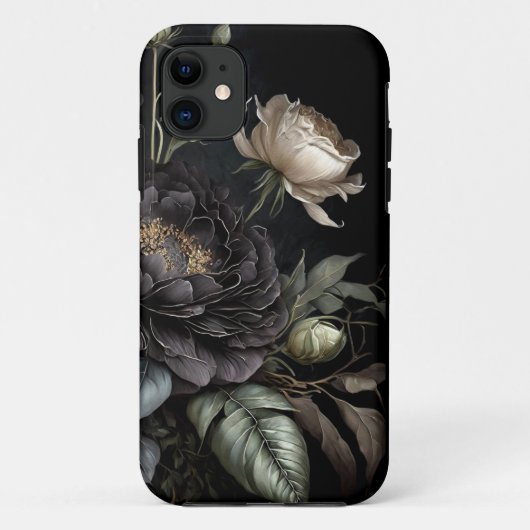 ゴシック ローズ アレンジメント ブラック フラワー Case-Mate iPhoneケース (裏面)