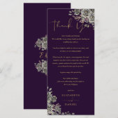 ゴシック ローズ フラワーの結婚式 お礼のメッセージカード メニュー (正面/裏面)