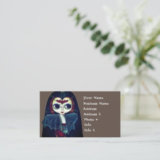 ゴシック·ヴァンパイア·ガール、こうもりの大きな目がかわいい 名刺 (スタンド正面)