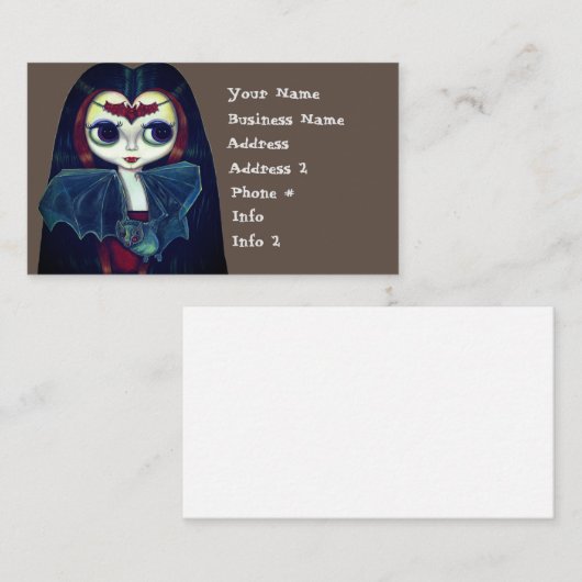 ゴシック·ヴァンパイア·ガール、こうもりの大きな目がかわいい 名刺 (正面/裏面)