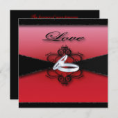 ゴシック ヴィクトリアン スチームパンク 赤と黒のウェディング 招待状 (正面/裏面)