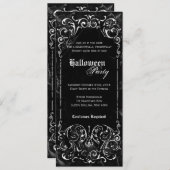 ゴシック ヴィクトリアン 怖い ブラック ハロウィン パーティー 招待状 (正面/裏面)