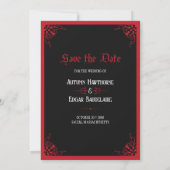 ゴシック ヴィクトリア朝 結婚式 Save the Date 招待状 (裏面)