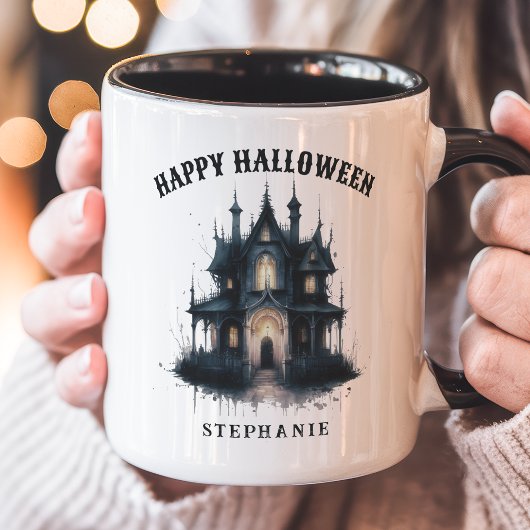ゴシック ヴィクトリア調の幽霊屋敷 ハッピーハロウィン マグカップ