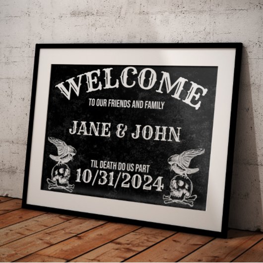 ゴシック、ヴィンテージまたはハロウィン結婚の歓迎 ポスター