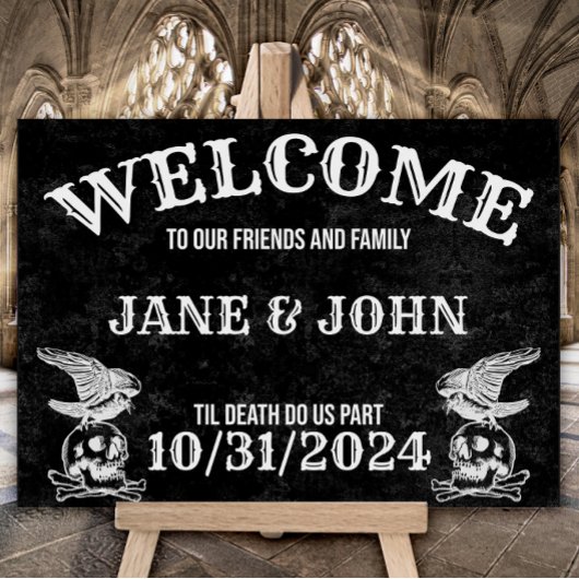 ゴシック、ヴィンテージまたはハロウィン結婚の歓迎 ポスター