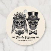 ゴシック ヴィンテージ スケルトン ウェディング 黒と金のクリーム フェイバータグ (裏面)