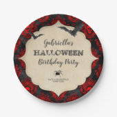 ゴシック ヴィンテージ ハロウィン 吸血鬼の羽 バースデーパーティ ペーパープレート (正面)