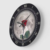 ゴシック，ヴィンテージ,ビクトリアン赤いバラ，ファンタジー ラージ壁時計 (傾斜)