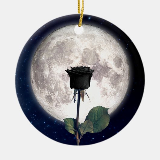 ゴシック，ヴィンテージ, ビクトリアン，黒バラ，暗 セラミックオーナメント (正面)