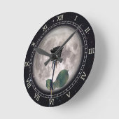ゴシック，ヴィンテージ, ビクトリアン，黒バラ，暗 ラウンド壁時計 (傾斜)