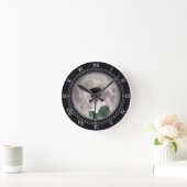 ゴシック，ヴィンテージ, ビクトリアン，黒バラ，暗 ラウンド壁時計 (ホーム)