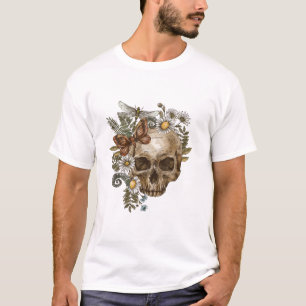ゴシック ヴィンテージ フラワー スカル バタフライ Tシャツ