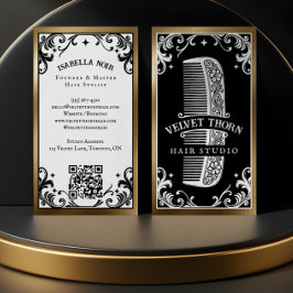 ゴシック ヴィンテージ ヘア スタイリスト ビューティー サロン ブラック 名刺