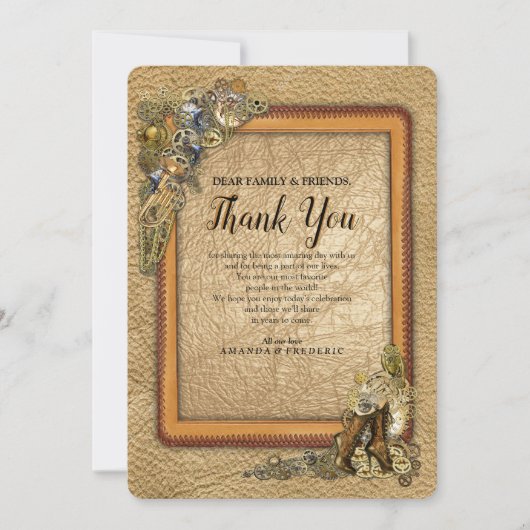 ゴシック – 蒸気パンクの革彫刻ありがとう 招待状 (正面)
