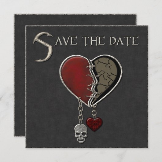 ゴシック Save the Date 発表 - 招待状 (正面/裏面)