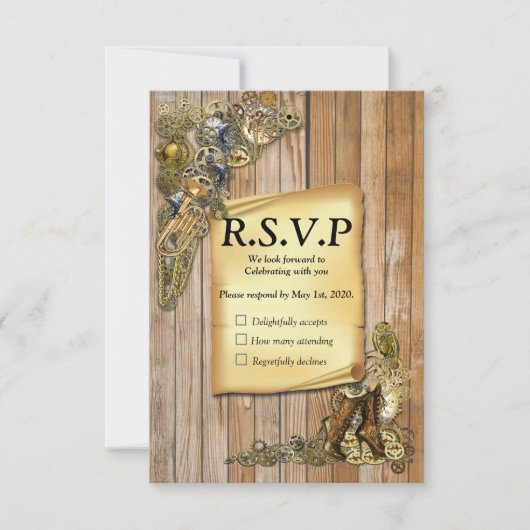 ゴシック – Steampunk RSVP On Wood (正面)