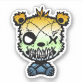 ゴシックAroAceプライド旗色クマ シール (正面)