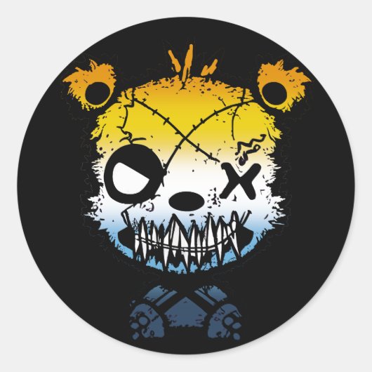 ゴシックAroAceプライド旗色クマ ラウンドシール (正面)