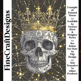 ゴシックCyberpunkスカルと金ゴールドクラウンU2デクページ 薄葉紙