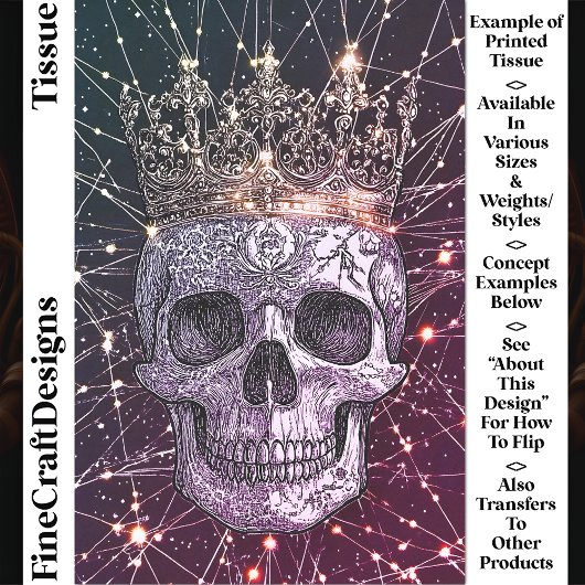 ゴシックCyberpunkスカル&金ゴールドクラウンU2Mデコページ 薄葉紙