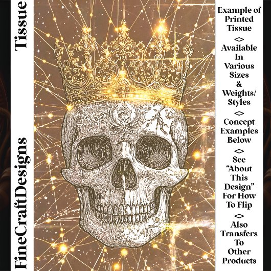 ゴシックCyberpunkスカル&金ゴールドクラウンU2Vデコページ 薄葉紙