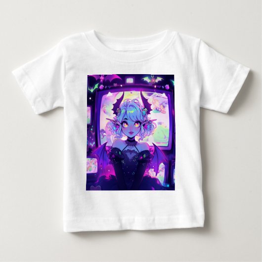 ゴシックCyberpunk Demonファンタジーアニメガール ベビーTシャツ (正面)