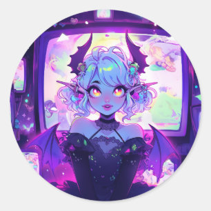 ゴシックCyberpunk Demonファンタジーアニメガール ラウンドシール