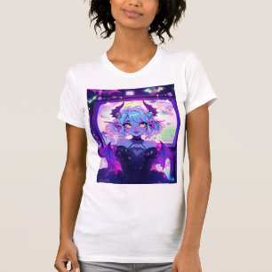 ゴシックCyberpunk Demonファンタジーアニメガール Tシャツ