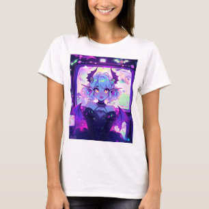 ゴシックCyberpunk Demonファンタジーアニメガール Tシャツ