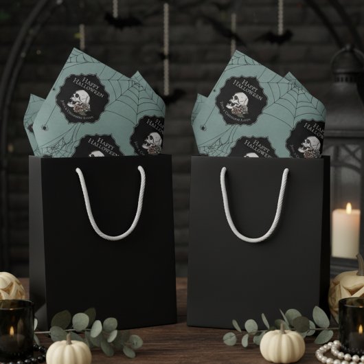 ゴシックEucalyptusグリーンフローラスカルハロウィーン 薄葉紙