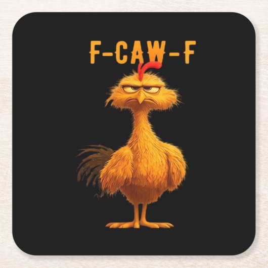 ゴシックF-Caw-Fカラス 楽しいユーモア スクエアペーパーコースター (正面)