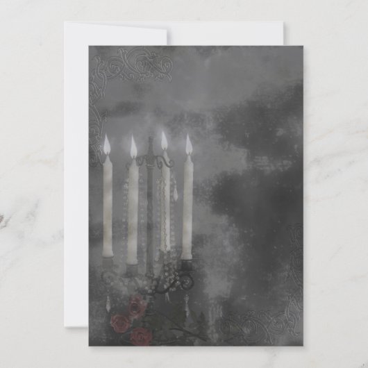 ゴシックGlow Candle Lightバラ結婚セット 招待状 (正面)