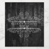 ゴシックHalloweddingスクロールワークB&W ID866 ワインラベル (シングルラベル)