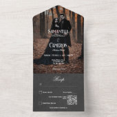 ゴシックMoodyブラックフォトエレガントQRコード オールインワン招待状 (内側)