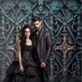 ゴシックMoodyブラック&ブロンズ四角形ドア タペストリー