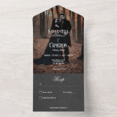 ゴシックMoody Black エレガント Photo No Dinner オールインワン招待状 (内側)