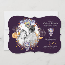 ゴシックPHOTO結婚の/婚約紫スカル 招待状