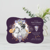 ゴシックPHOTO結婚の/婚約紫スカル 招待状 (スタンド正面)