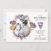 ゴシックPHOTO結婚の/婚約紫スカル 招待状 (正面)