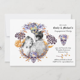 ゴシックPHOTO結婚の/婚約紫スカル 招待状