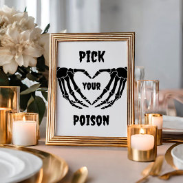 ゴシックPick Your Poison Halloween Baby Shower Sign 招待状