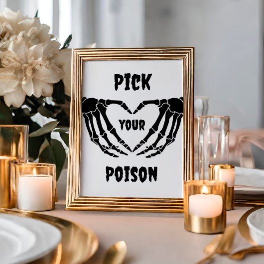 ゴシックPick Your Poison Halloween Baby Shower Sign 招待状