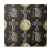 ゴシックR.I.P.ヘッドストーンセルティッククロスフルムーンアート タイル (正面)