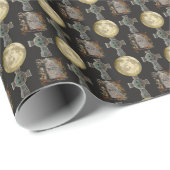 ゴシックR.I.P.ヘッドストーンセルティッククロスフルムーンアート ラッピングペーパー (ロールコーナー)