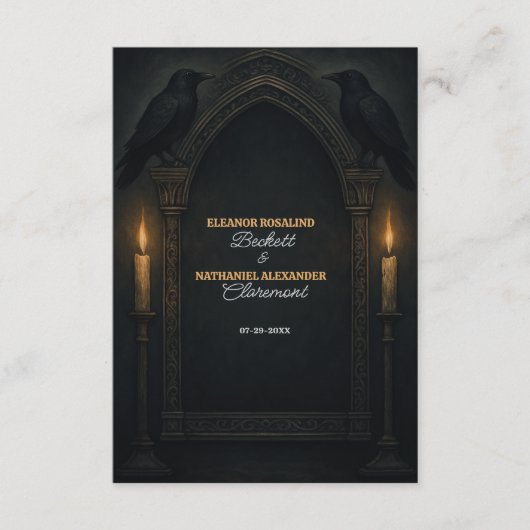ゴシックRavenキャンドルライトアー結婚チ エンクロージャーカード (正面)
