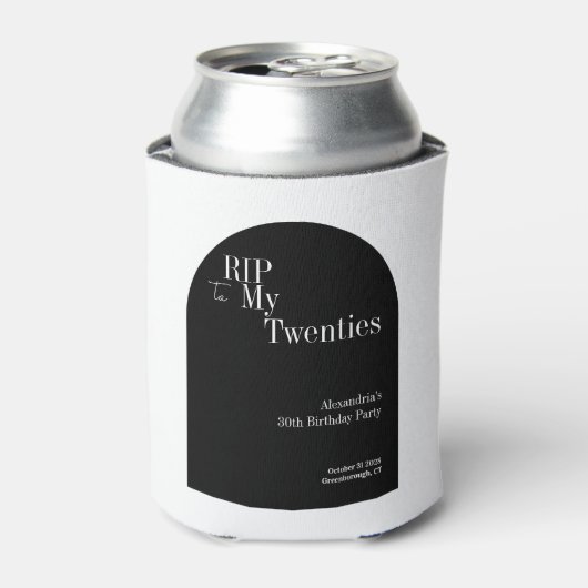 ゴシックRIP 20s 30th Birthdayパーティー白黒 缶クーラー (缶正面)