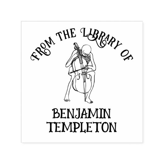 ゴシックSkeleton遊のチェロ図書名 セルフインキングスタンプ (デザイン)